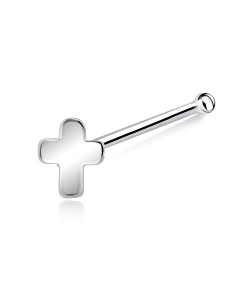 Plus Shaped Silver Bone Nose Stud NSKD-06